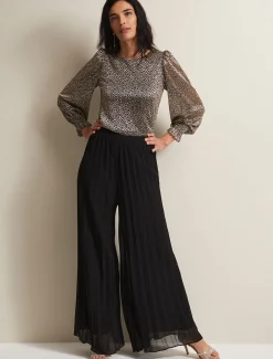 Trousers & Shorts^Phase Eight Sylvie Pleat Wide Leg Trousers Black