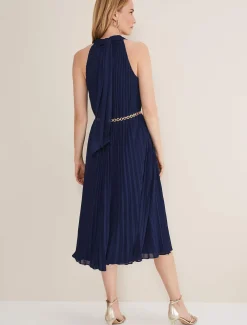 Dresses^Phase Eight Tabitha Pleated Midi Dress French Navy