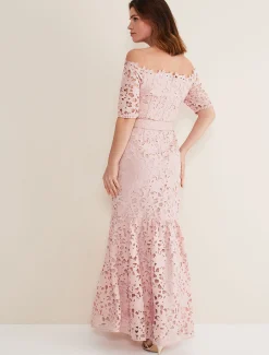 Dresses^Phase Eight Tallulla Lace Bardot Maxi Dress Petal Pink