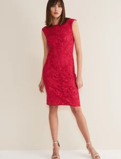 Dresses^Phase Eight Tania Tapework Dress Raspberry