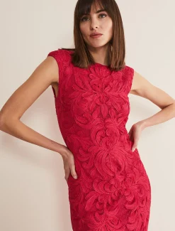 Dresses^Phase Eight Tania Tapework Dress Raspberry