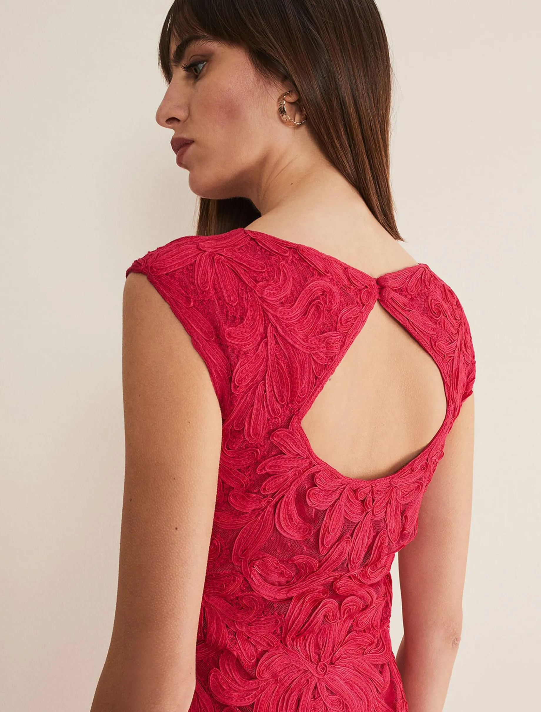 Dresses^Phase Eight Tania Tapework Dress Raspberry