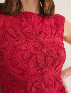 Dresses^Phase Eight Tania Tapework Dress Raspberry