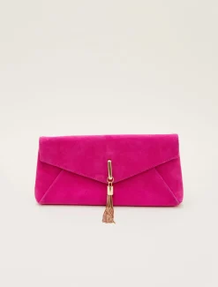 Bags^Phase Eight Tassle Trim Clutch Magenta