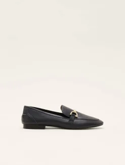Flats^Phase Eight T-Bar Leather Loafers Navy