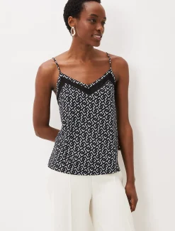 Tops & T-Shirts^Phase Eight Teigan Jersey Chiffon Insert Camisole Black/Ivory