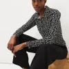 Shirts & Blouses^Phase Eight Teigan Jersey Popper Front Shirt Black/Ivory