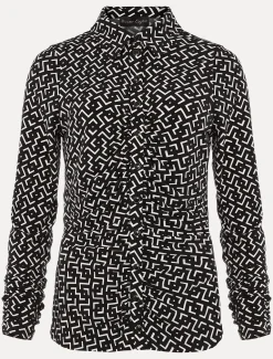 Shirts & Blouses^Phase Eight Teigan Jersey Popper Front Shirt Black/Ivory