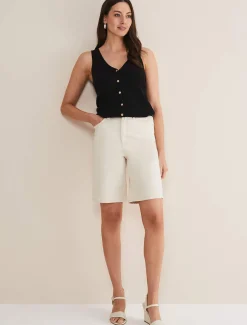 Trousers & Shorts^Phase Eight Telissa Denim Bermuda Shorts Neutral