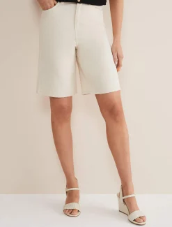Trousers & Shorts^Phase Eight Telissa Denim Bermuda Shorts Neutral