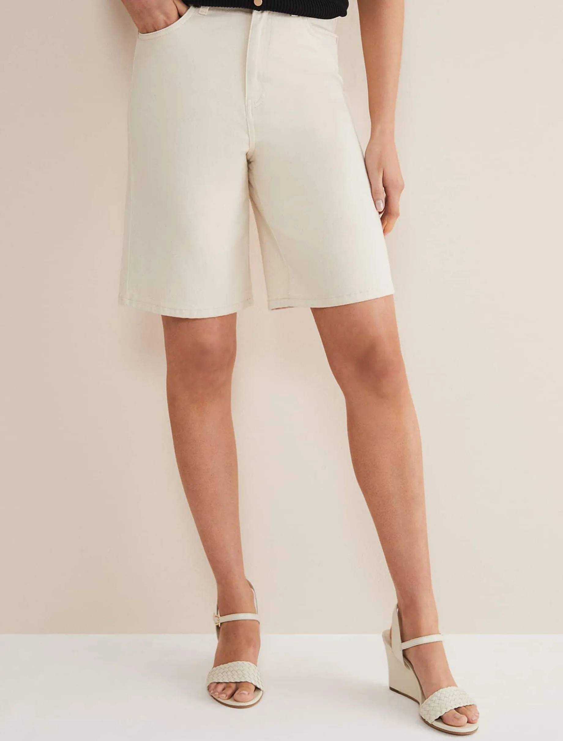 Trousers & Shorts^Phase Eight Telissa Denim Bermuda Shorts Neutral