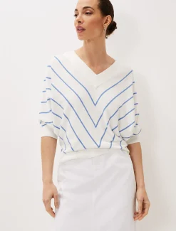 Knitwear^Phase Eight Tori Textured Stripe Knit Jumper Blue/White