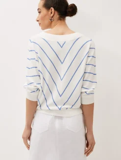 Knitwear^Phase Eight Tori Textured Stripe Knit Jumper Blue/White