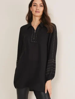 Shirts & Blouses^Phase Eight Tullulah Heatfix Sleeve Tunic Blouse Black