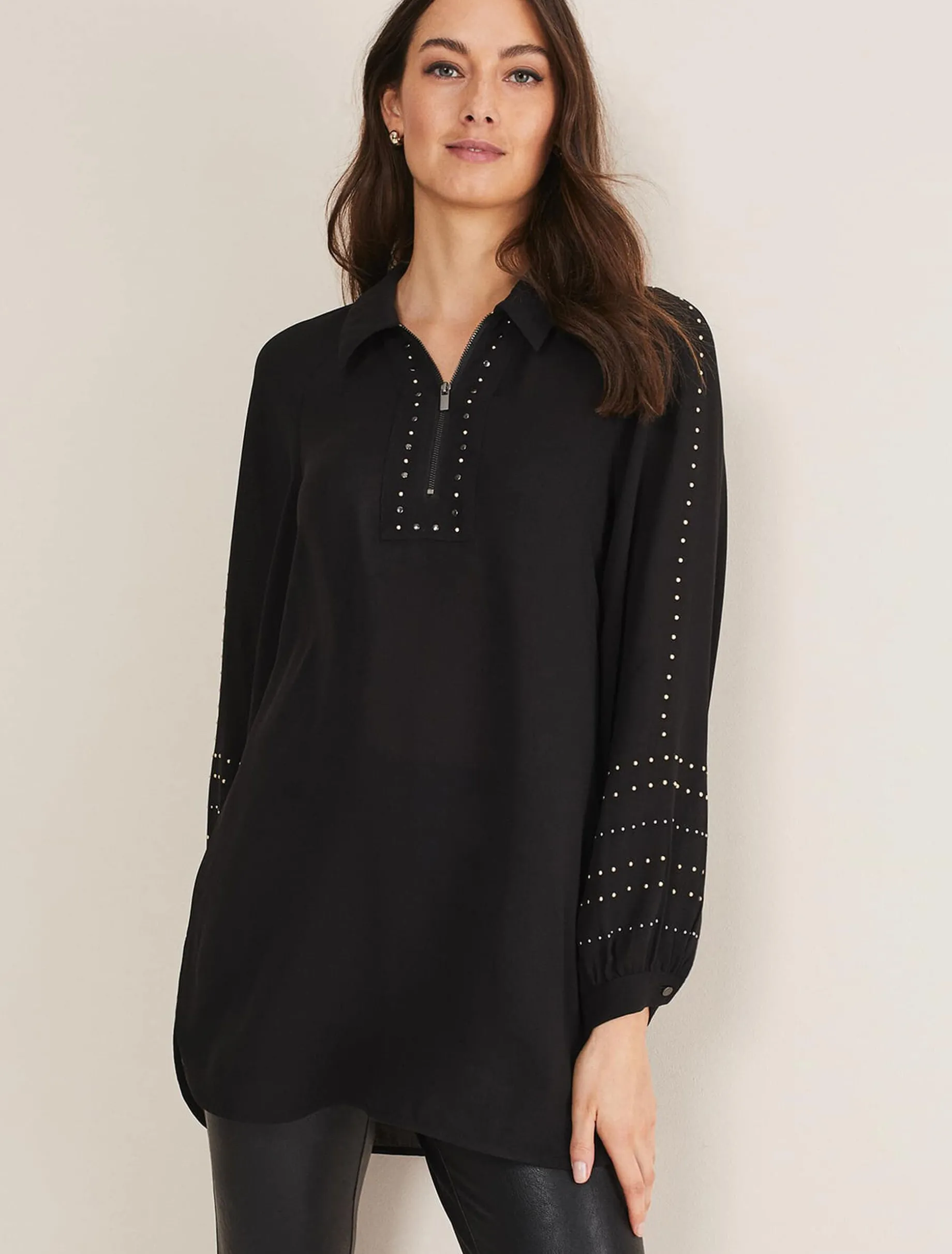 Shirts & Blouses^Phase Eight Tullulah Heatfix Sleeve Tunic Blouse Black