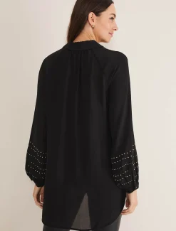 Shirts & Blouses^Phase Eight Tullulah Heatfix Sleeve Tunic Blouse Black
