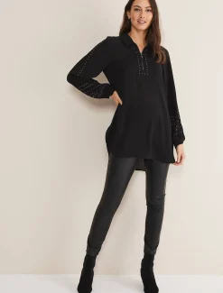 Shirts & Blouses^Phase Eight Tullulah Heatfix Sleeve Tunic Blouse Black