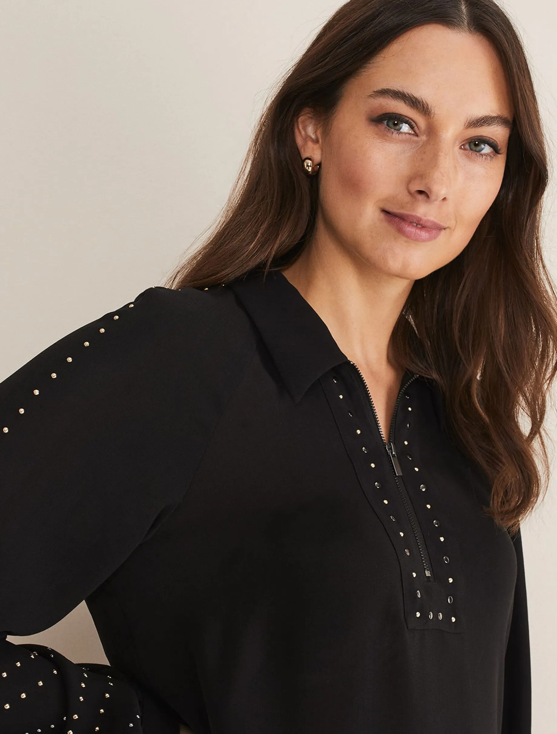 Shirts & Blouses^Phase Eight Tullulah Heatfix Sleeve Tunic Blouse Black