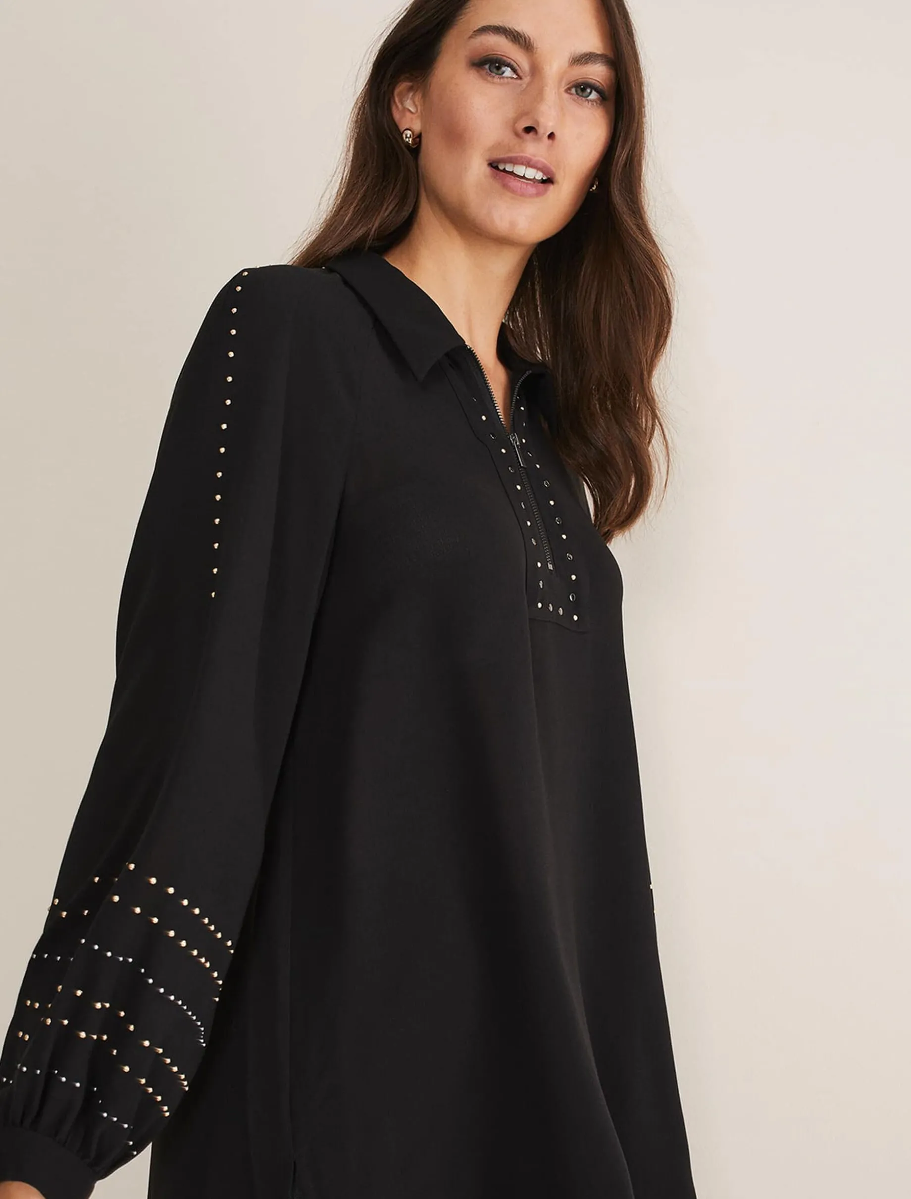 Shirts & Blouses^Phase Eight Tullulah Heatfix Sleeve Tunic Blouse Black