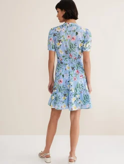 Dresses^Phase Eight Velma Cotton Floral Mini Dress Blue
