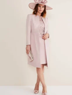 Jackets^Phase Eight Venita Bow Long Jacket Antique Rose