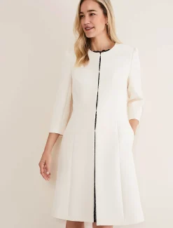 Jackets^Phase Eight Venita Bow Long Jacket Neutral