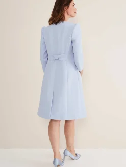 Jackets^Phase Eight Venita Bow Long Jacket Light Cornflower
