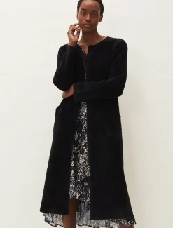 Coats^Phase Eight Vicki Fluffy Split Side Coat Black