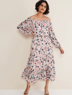 Dresses^Phase Eight Vicky Off Shoulder Printed Dress Multi-Coloured
