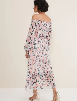Dresses^Phase Eight Vicky Off Shoulder Printed Dress Multi-Coloured