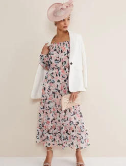 Dresses^Phase Eight Vicky Off Shoulder Printed Dress Multi-Coloured