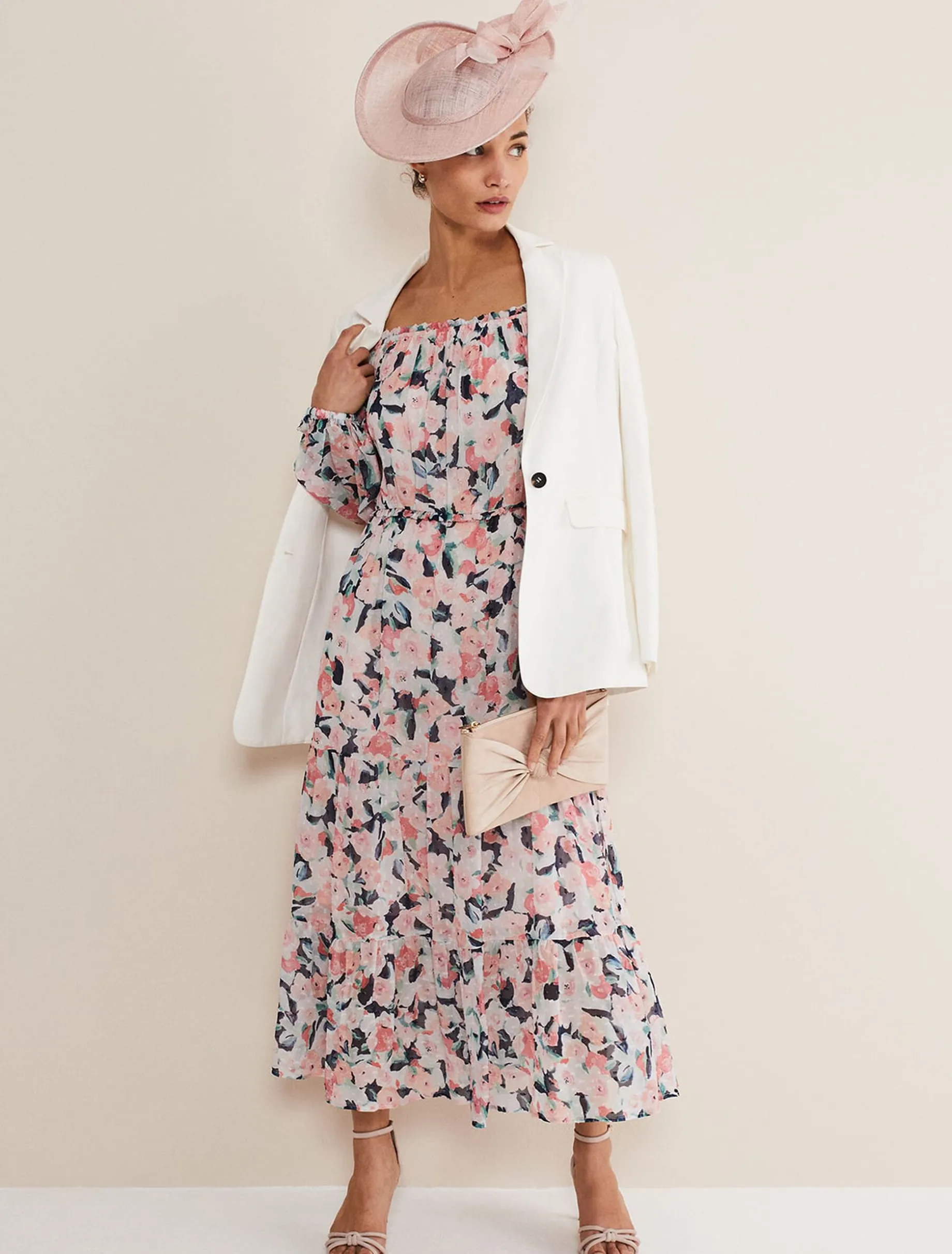 Dresses^Phase Eight Vicky Off Shoulder Printed Dress Multi-Coloured