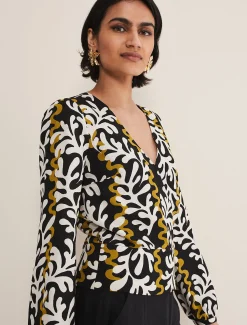 Shirts & Blouses^Phase Eight Vienna Linen Wrap Blouse Black/Multi