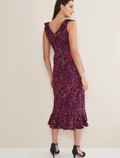 Dresses^Phase Eight Viola Ditsy Frill Dress Navy/Multi