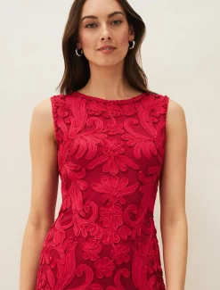Dresses^Phase Eight Violetta Tapework Dress Raspberry
