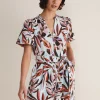 Dresses^Phase Eight Vivian Linen Print Playsuit Aqua/Multi