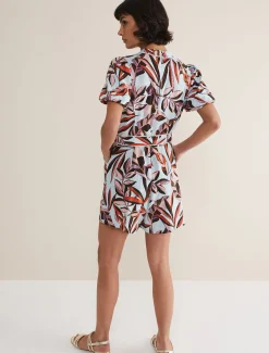 Dresses^Phase Eight Vivian Linen Print Playsuit Aqua/Multi