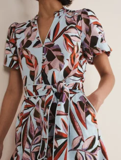 Dresses^Phase Eight Vivian Linen Print Playsuit Aqua/Multi