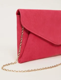 Bags^Phase Eight Wendie Suede Clutch Bag Raspberry