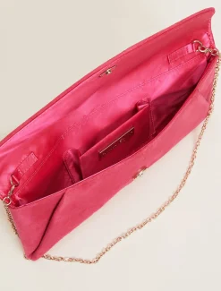Bags^Phase Eight Wendie Suede Clutch Bag Raspberry