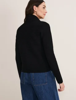 Jackets^Phase Eight Wendy Ribbed Knit Jacket Black