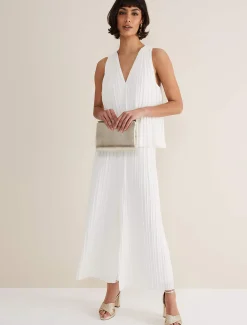 Trousers & Shorts^Phase Eight Winona Pleated Trousers Ivory