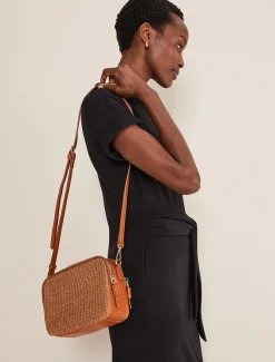 Bags^Phase Eight Woven Cross Body Bag Tan