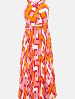 Dresses^Phase Eight Yas Pink Twisted Neck Midi Dress Pink/Orange
