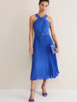 Dresses^Phase Eight Yas Twist Neck Dress Azure Blue