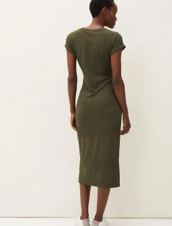 Dresses^Phase Eight Yazmina Ribbed Jersey Midi Dress Khaki