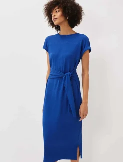 Dresses^Phase Eight Yazmina Tie Waist Jersey Midi Dress Bright Blue