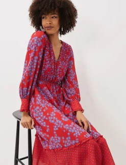 Dresses^Phase Eight Zahara Floral And Spot Print Dress Multi-Coloured