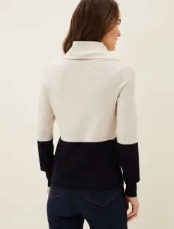 Knitwear^Phase Eight Zasha Colourblock Cowl Neck Jumper Midnight/Stone