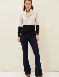 Knitwear^Phase Eight Zasha Colourblock Cowl Neck Jumper Midnight/Stone